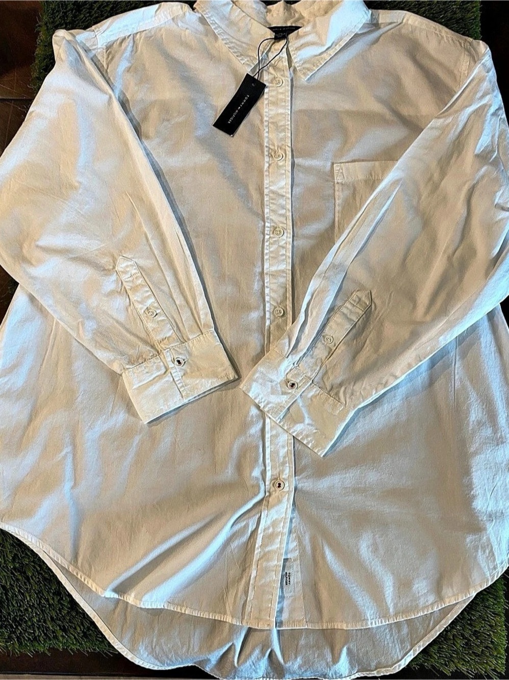 Tommy Hilfiger NWT Women’s White Solid Dress Shirt Long Sleeve Point Collar XXL
